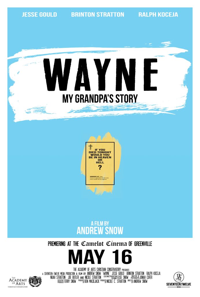 Movie poster for docu drama short film "Wayne"